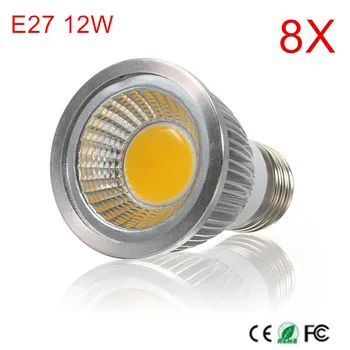 8PCS E27 הנורות 12W Dimmable AC110V/220V גבוה Led זוהר חם/לבן קר E27 קלח LED אור הזרקורים מתח גבוה
