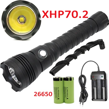 XHP70.2 LED פנס צלילה מתחת למים 100 מ ' XHP70 לצלול לפיד Linterna עמיד למים המנורה 26650 סוללה +מטען