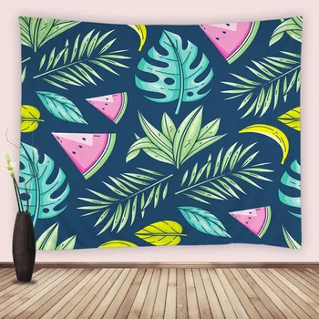 צמחים טרופיים ירוקים דקל עלים שטיח קיר אבטיח פירות שמיכה שטיחי ילדים, עיצוב חדר השינה של אמנות בד
