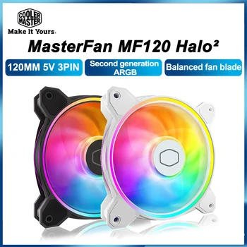 Cooler Master MF120 הילה II 120mm Case Fan הדור השני 5V 3PIN ARGB מאוורר שקט PWM CPU Cooler נוזל קירור