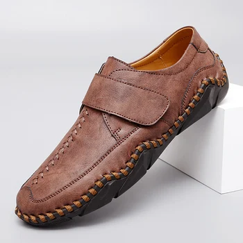 אופנה חדשה גברים מזדמנים עור אמיתי נעלי גברים נעלי מוקסינים בתוספת גודל גברים נעלי דירות חיצוני לנשימה נעלי נהיגה