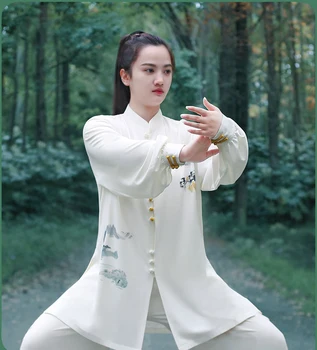 קונג פו השמלה אומנות לחימה אחידה וושו בגדים טאי צ ' י בגדי נשים גברים יוניסקס לבן הדפסה קון מאסטר 2023 סגנון חדש