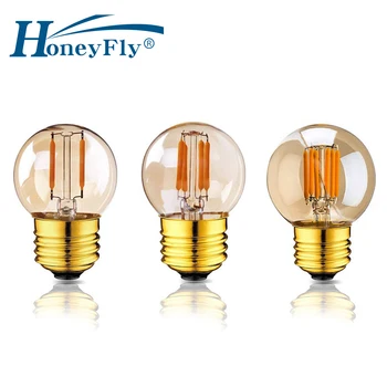 HoneyFly G40 אמבר נורת LED 1W 2W 3W 110/220V E12/E14 E26/E27 גלובוס מנורה Blubs קלח להט לבן חם רטרו סגנון תעשייתי