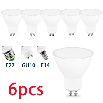 6pcs אור LED ספוט 220V 110V GU10 MR16 E27 Bulb E14 LED 12W 9W 6W 3WLED מנורת זרקור Lampada GU5.3. תירס הנורה המבחנה