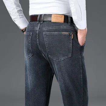 ג 'ינס של גברים חדשים הסתיו-חורף עבה חם ומשוחרר ישר-דרך ג' ינס מכנסיים רטרו קלאסי מזדמנים גברים נאים של המכנסיים.