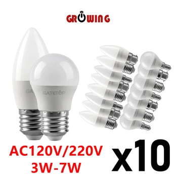 10PCS אור נר LED אור הנורה G45 C37 E14 E27 3W-7W AC120V AC230V 3000K/4000K/6000K Led גולף נורת מנורת לקישוט הבית