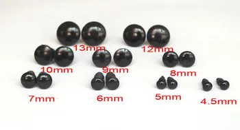 סיטונאי 100pcs/lot שחור עגול שטוח בטיחות העיניים פלסטיק דול העיניים 4.5 מ 