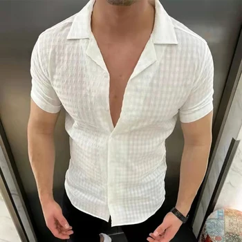 גברים חולצה רחבה כותנה חולצה מכופתר 