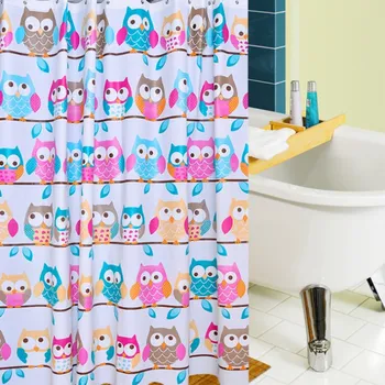 חדש צבעוני ידידותי לסביבה ינשוף חיה וילון מקלחת פוליאסטר איכותי רחיץ אמבטיה עיצוב וילון מקלחת