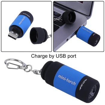 חם חדש מיני מחזיק מפתחות לפיד נטענת USB פנס 0.5 W 25lm חשמלי נייד לפיד קומפקטי חיצוני קמפינג, פנס