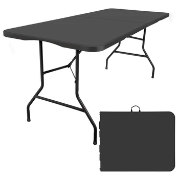 SUGIFT 6 מטר שחור מלבני פלסטיק שולחן מתקפל של פיקניק שולחן שולחן שולחן קמפינג מחנאות שולחן מתקפל שולחן חיצוני