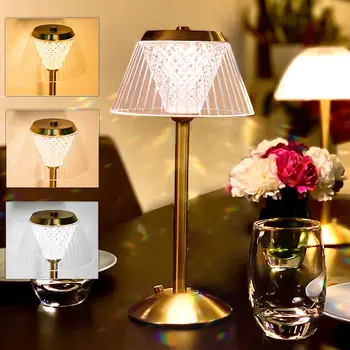 יצירתי קריסטל מנורת שולחן LED Touch עמעום מנורת שולחן USB Rechargeble בר מנורת שולחן רומנטי למסעדה מנורת שולחן דקורטיבית