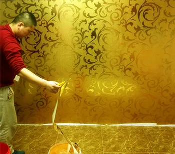 רדיד זהב טפט זהב כסף בסגנון אירופאי ranunculus בקיה עלה התקרה בסלון חדר שינה טלוויזיה טפט הרקע