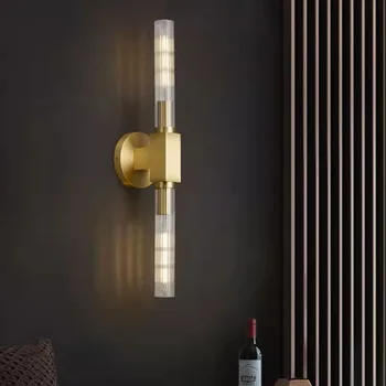 נורדי 2 זכוכית שקופה אורות קיר סלון חדר אוכל מנורות קיר האמבטיה לחדר השינה יצירתי מנורת קיר Bulb E14 מתכת זהב