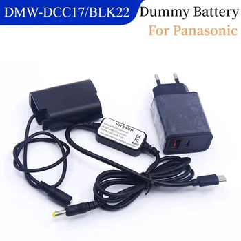 מהר מטען PD+USB C כבל חשמל+BLK22 דמה סוללה DCC17 DC מצמד עבור Panasonic Lumix S5 GH6 DC-S5 DC-S5K המצלמה