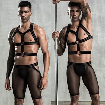 JSY סקסי Cosplay הלבשה תחתונה לרתום שקוף אפוד מכנסיים שעבוד גברים התחתונים של הגוף הלבשת לילה הלבשה תחתונה ארוטית. פורנו תחפושות