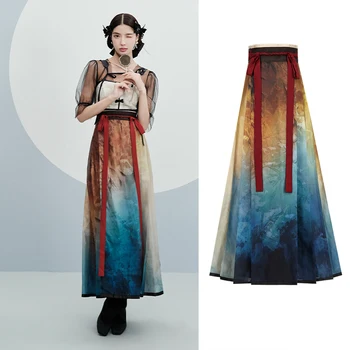 שיפור Hanfu חצאית סינית מסורתית עתיקה בגדים שושלת מינג פני סוס חצאית פסטיבל עממי ריקוד תלבושות במה DQL7603