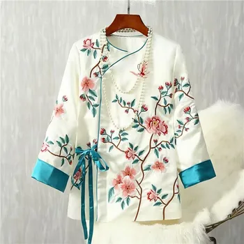 סיני Raditional בגדים רקמה חולצה אישה סין סגנון וינטאג ' צ ' יפאו אופנה חולצות Cheongsam מזרחי שמלה Hanfu