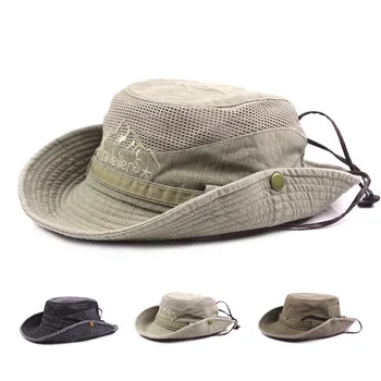 תוספות אופנה קיץ דלי כובע קאובוי גברים חיצונית דייג הליכה חוף כובעי רשת לנשימה נגד השמש UV כובע גדול רחב שוליים