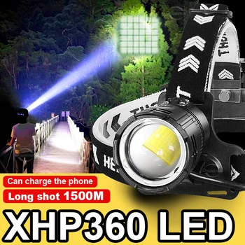 8000LM LED פנס 18650 XHP360 מתח גבוה נטענת פנס רב עוצמה ראש פנסים דיג, מחנאות הראש אור LED
