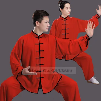 ביגוד רופף סינית מסורתית טאנג חליפת קונג-פו בגדי רטרו מזרחי יוניסקס טאי צ ' י אלסטי המותניים ויסקוזה Loungewear 3XL