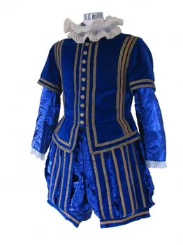 המלכה אליזבת טודור תקופת ימי הביניים גברים cosplay כחול תלבושת וינטאג ' של הגברים תלבושות מימי הביניים, הרנסנס כחול גברים תלבושת
