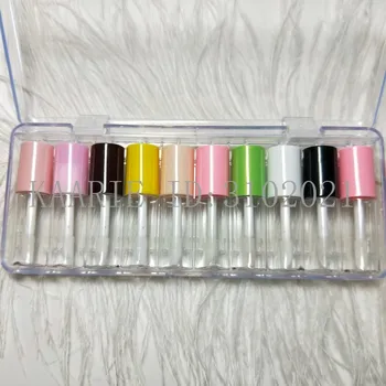 3ML מיני ריק Lipgloss צינור עם כובע צבעוני,קטן קוסמטיים שפתון מדגם בקבוק פלסטיק נייד קוסמטיים השפה שמן מיכל