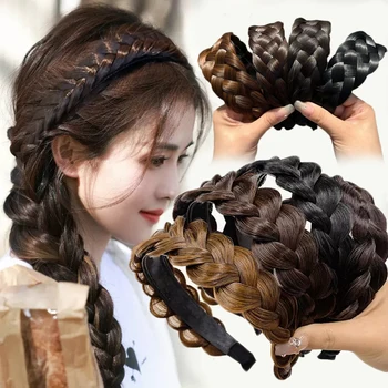 טוויסט הפאה סרטים לשיער לנשים רחב אדרה צמות Hairbands בעבודת יד ראש חישוק עיצוב שיער לשיער הכובעים אביזרים מתנה