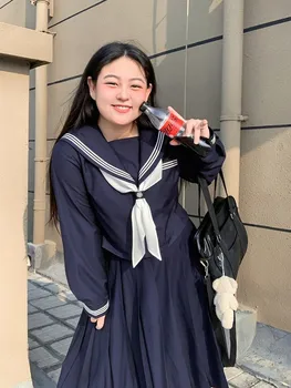 גדול גודל 5xl קלאסי Jk שמנמן בנות מלח הבגדים של המכללה סגנון זמן קצר שרוול חליפת נקבה יפנית Kawaii לוליטה הגדר