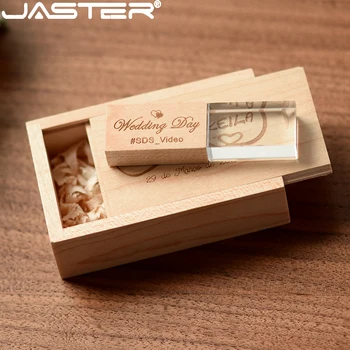 ג ' סטר קריסטל עץ כונן הבזק מסוג usb כונן עט U דיסק מקל זיכרון pendrive 4GB 8GB 16GB 32GB 64GB מתנת החתונה און קי