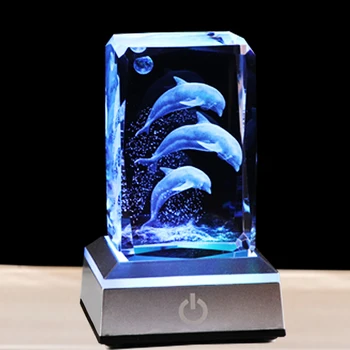 3D Miniatured דולפין ים מודל החיה K9 קריסטל לייזר חרוט דולפין מזכרת מתנות חבר עיצוב הבית קישוטים