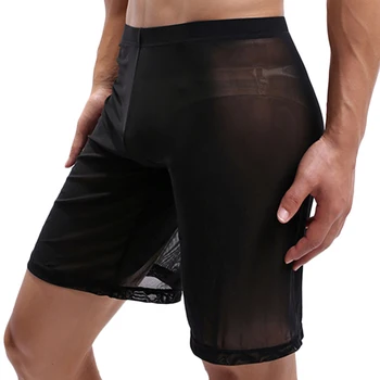 גברים סקסיים מכנסיים קצרים רואה דרך רשת תחתית שקופה זכר תחתונים אקזוטית, הלבשה תחתונה לנשימה המטען פטיש שקוף המכנסיים