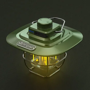 LED דקורטיבי תלוי אורות עמיד למים רטרו קמפינג תאורה מסוג-c טעינה עם וו מחוון סוללה עבור נסיעות חיצונית