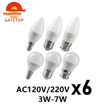 אור נר LED מיני אור הנורה AC120V/E27 220V E14 B22 לא מהבהבים לבן חם אור 3W-7W מתאים עבור המשרד הביתי תאורה