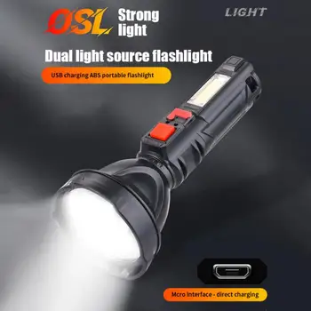 נייד פנס LED נטענת USB לפיד חיצונית סופר מבריק תאורה מנורת זרקור בוהק גופני גבוה קמפינג אור