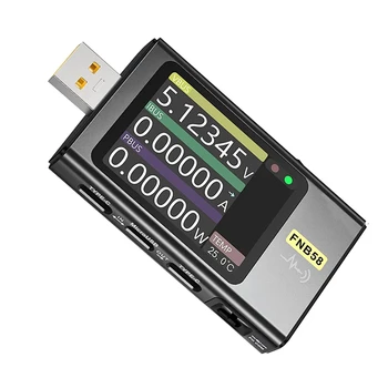דיגיטלי מד המתח הנוכחי בוחן FNB58 USB Type-C מהר תשלום פרוטוקול כוח משטרת ההדק זיהוי מקס 7א