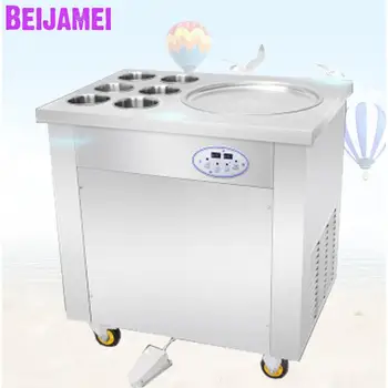 BEIJAMEI הפופולרי ביותר מסחרי תאילנד מטוגן גלידה מכונת חשמל פריי קרח רול הבורא עם 6 חביות