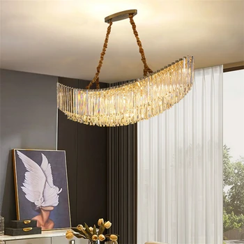 LED מודרנית נברשת קריסטל הסלון לחדר האוכל עיצוב פנים נברשת מסעדה בר וילה בית מנורה תאורה