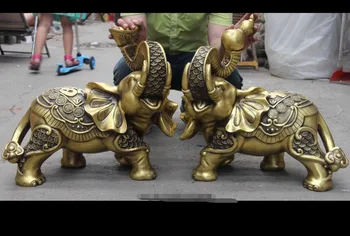 66shunfafa880049003@+++הסינית פנג שואי נחושת פליז יואן באו מטבע עושר מזל בנגקוק הפיל זוג