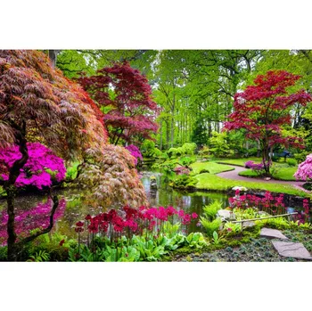 טבעי תפאורות עץ ירוקה פרחים אגם פארק גן דרך נוף יפה הצילומי Photocall סטודיו לצילום