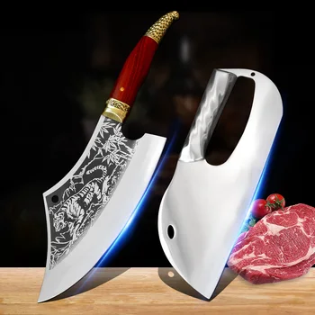 סכיני מטבח מפלדת אל חלד דופק את הקצב סכין קצבים בשר בשר קוצץ ירקות פירות קליבר הישרדות חיצונית סכינים