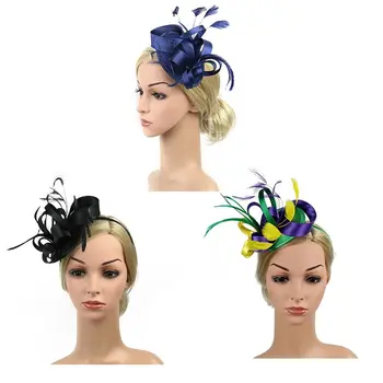 חדש קוקטייל נשים נוצה פרח כובע מסיבת ראש המגבעת קליפ שיער