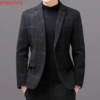 בגדי מותג אופנה חדש של גברים מזדמנים עסקים משובץ Slim Fit החליפה לבוש רשמי בלייזרס ' קט החליפה המעיל S-3XL