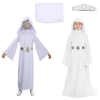 ילדים הנסיכה ליאה Cosplay תלבושות להתלבש בנות לבן חצאיות סט מלא בגדי ילדים ליל כל הקדושים משחק תפקידים חליפה