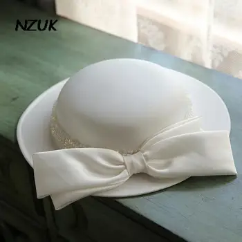 צרפתי אלגנטי פרל החתונה כובע אופנה לנשים אביב/קיץ נסיעות שמלת הכלה כובעים הכובע פאטאל, mariage לוקס