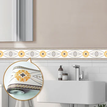 DIY דביק עמיד למים גבולות הקיר 3D טפט פרחוני הגבול סלון מטבח חדר אמבטיה עיצוב הבית מדבקות קיר מדבקות