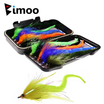 Bimoo 10pcs 2/0 גדול Dragontail לעוף להגדיר מלוחים בס מסקי דיג Streamer זבובים 5 צבעים מעורבים