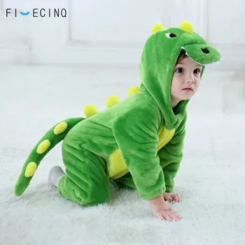 התינוק Kigurumis ירוק חיה קריקטורה תחפושות קוספליי התינוק בגד Onepiece אוברול פלנל נוח Fantasias