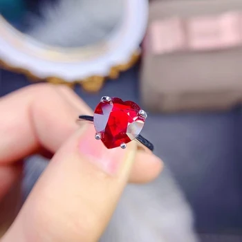 MeiBaPJ חדש שריפת רובי חן אופנה אוהב את הלב הטבעת לנשים אמיתי 925 כסף סטרלינג בסדר תכשיטים לחתונה