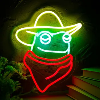 קאובוי צפרדע ניאון נורות LED הבית אסתטי מסעדה בר הסלון קישוט קיר אמנותיים אישית המנורה